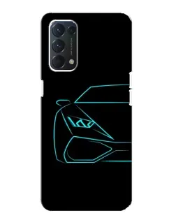 Чохол для OPPO A74 з картинкою «Блакитний силует Lamborghini»