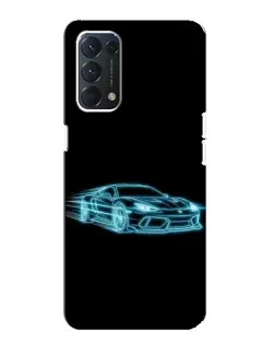 Чохол для OPPO A74 з картинкою «Неоновий контур Lamborghini»