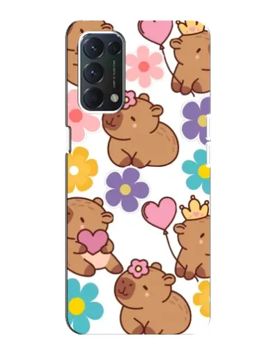 Чохол для OPPO A74 з картинкою «Квітковий паттерн капібар»