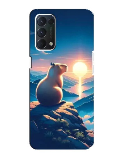 Чохол для OPPO A74 з картинкою «Захід сонця з капібарою»