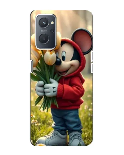 Чехол для OPPO A76 с картинкой «Микки с тюльпанами»