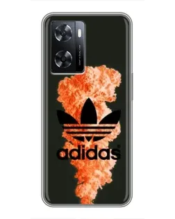 Чохол для OPPO A77 з картинкою «Помаранчевий дим Adidas»
