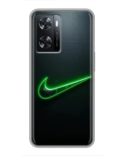 Чохол для OPPO A77 з картинкою «Неоновий контур Nike»