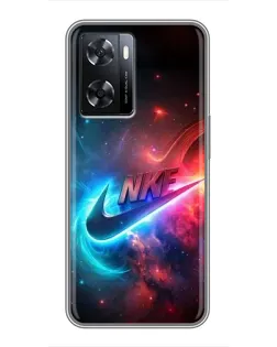 Чохол для OPPO A77 з картинкою «Вогняний логотип Nike»