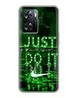 Чохол для OPPO A77 з картинкою «Зелений неоновий Nike»