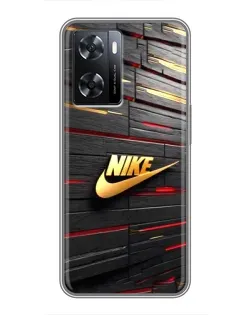 Чохол для OPPO A77 з картинкою «Золотий Nike на металі»