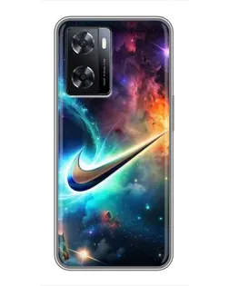 Чохол для OPPO A77 з картинкою «Космічний Nike Swoosh»