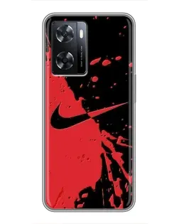 Чохол для OPPO A77 з картинкою «Червоні бризки Nike»