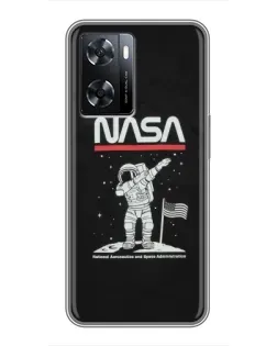 Чохол для OPPO A77 з картинкою «NASA — крокуємо по Місяцю»