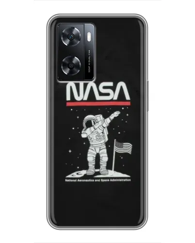 Чехол для OPPO A77 с картинкой «NASA — шагаем по Луне»