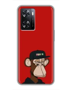 Чохол для OPPO A77 з картинкою «Bored Ape — червоний фон»