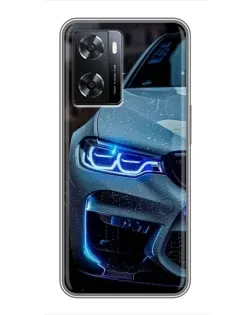 Чохол для OPPO A77 з картинкою «Погляд BMW з синіми фарами» Чохол для OPPO A77 з картинкою «Погляд BMW з синіми фарами»