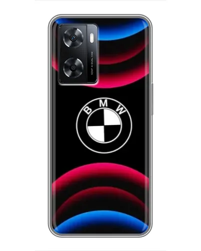 Чохол для OPPO A77 з картинкою «Логотип BMW та неонові дуги»