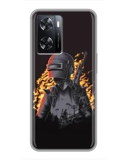 Чохол для OPPO A77 з картинкою «PUBG — вогняний силует»