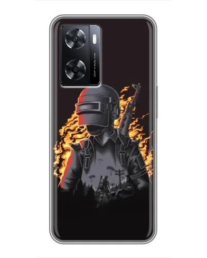 Чохол для OPPO A77 з картинкою «PUBG — вогняний силует»
