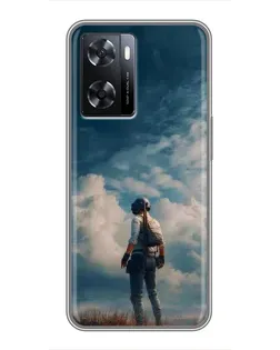 Чохол для OPPO A77 з картинкою «Герой PUBG на скелі»