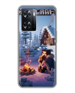 Чохол для OPPO A77 з картинкою «Зимовий Minecraft»