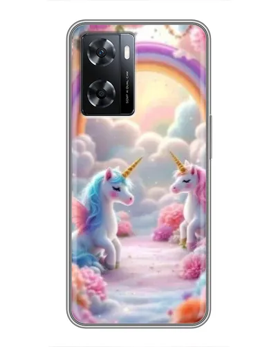 Чехол для OPPO A77 с картинкой «Радуга и единороги» Чехол для OPPO A77 с картинкой «Радуга и единороги»