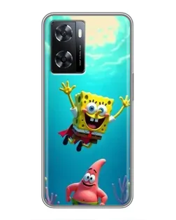Чехол для OPPO A77 с картинкой «Спанч Боб под водой»