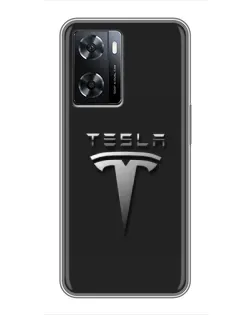 Чохол для OPPO A77 з картинкою «Сталевий логотип Tesla» Чохол для OPPO A77 з картинкою «Сталевий логотип Tesla»
