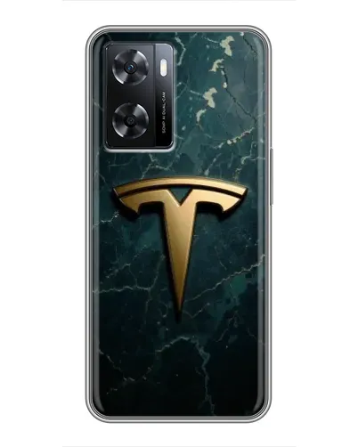 Чохол для OPPO A77 з картинкою «Мармурова Tesla Gold»