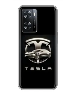 Чохол для OPPO A77 з картинкою «Tesla — срібне авто» Чохол для OPPO A77 з картинкою «Tesla — срібне авто»