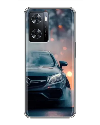 Чехол для OPPO A77 с картинкой «Mercedes — ночной город»