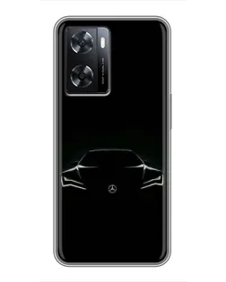 Чехол для OPPO A77 с картинкой «Mercedes — силуэт авто»