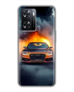 Чохол для OPPO A77 з картинкою «Audi у вогняному диму»