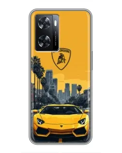 Чохол для OPPO A77 з картинкою «Жовтий Lamborghini місто»