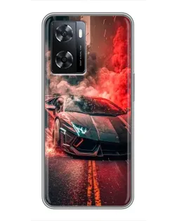 Чохол для OPPO A77 з картинкою «Lamborghini червоний дим»