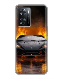 Чохол для OPPO A77 з картинкою «Lamborghini у вогні»