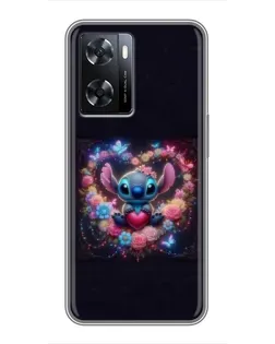 Чохол для OPPO A77 з картинкою «Stitch у квітах»