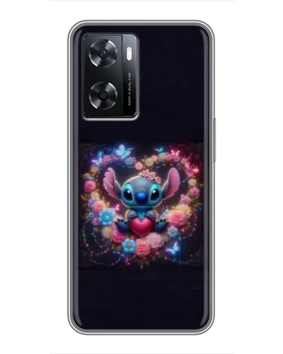 Чохол для OPPO A77 з картинкою «Stitch у квітах»