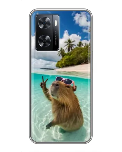 Чохол для OPPO A77 з картинкою «Капібара на морі»