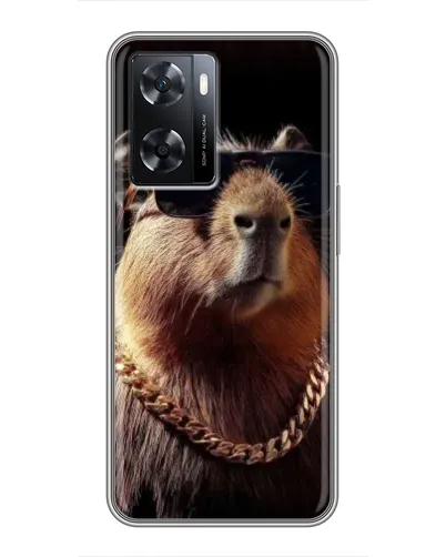 Чохол для OPPO A77 з картинкою «Капібара золотий ланцюг»