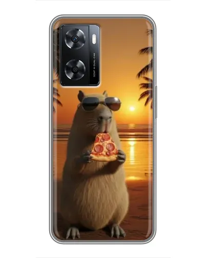 Чохол для OPPO A77 з картинкою «Капібара з піцою»