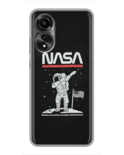 Чехол для OPPO A78 (4G) с картинкой «NASA — шагаем по Луне» Чехол для OPPO A78 (4G) с картинкой «NASA — шагаем по Луне»
