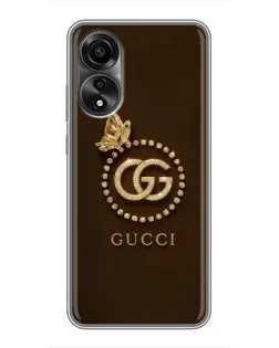 Чехол для OPPO A78 (4G) с картинкой «Gucci — золотая бабочка»