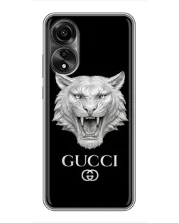 Чехол для OPPO A78 (4G) с картинкой «Gucci — серебряный лев»