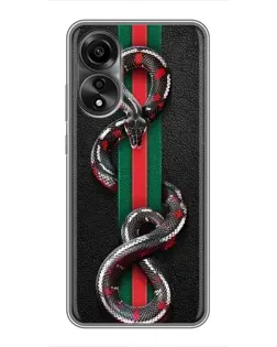 Чехол для OPPO A78 (4G) с картинкой «Gucci — змея на полосе»