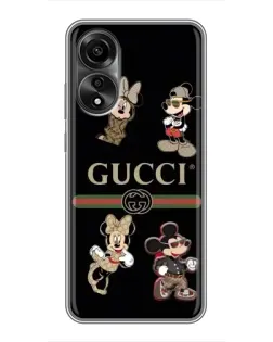 Чехол для OPPO A78 (4G) с картинкой «Gucci — герои Disney и монограмма»