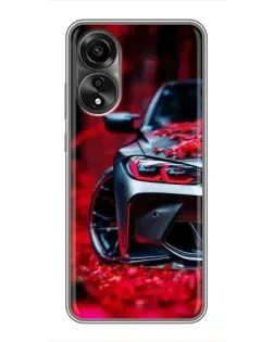 Чехол для OPPO A78 (4G) с картинкой «Спортивная BMW и цветы» Чехол для OPPO A78 (4G) с картинкой «Спортивная BMW и цветы»