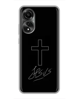 Чехол для OPPO A78 (4G) с картинкой «Графический крест Jesus» Чехол для OPPO A78 (4G) с картинкой «Графический крест Jesus»