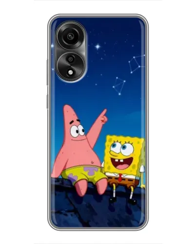 Чехол для OPPO A78 (4G) с картинкой «Губка Боб и Патрик ночью» Чехол для OPPO A78 (4G) с картинкой «Губка Боб и Патрик ночью»