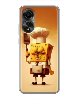 Чехол для OPPO A78 (4G) с картинкой «Губка Боб повар»