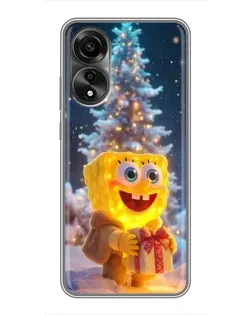 Чехол для OPPO A78 (4G) с картинкой «Рождественский Спанч Боб»