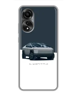 Чехол для OPPO A78 (4G) с картинкой «Серебристый Cybertruck Tesla»