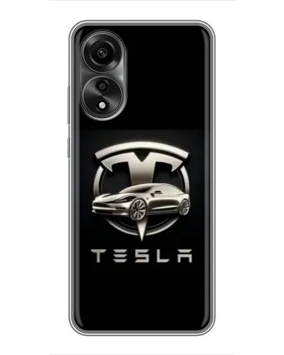 Чехол для OPPO A78 (4G) с картинкой «Tesla — серебристое авто» Чехол для OPPO A78 (4G) с картинкой «Tesla — серебристое авто»
