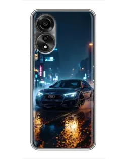 Чехол для OPPO A78 (4G) с картинкой «Ночной город и Audi»